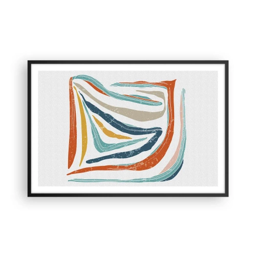 Poster în ramă neagră - Abstracție prietenoasă și zâmbitoare - 91x61 cm