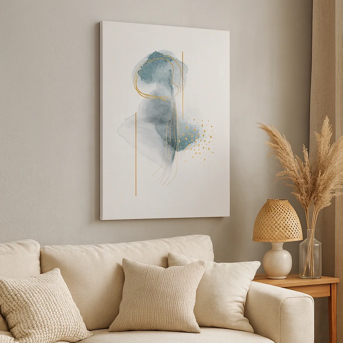 Tablou pe pânză - Despre relația dintre gri și auriu - 50x70 cm