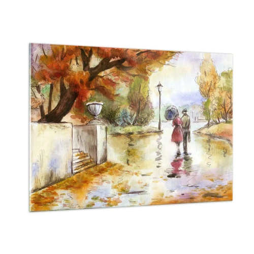 Tablou pe sticlă - Toamnă romantică în parc - 100x70 cm