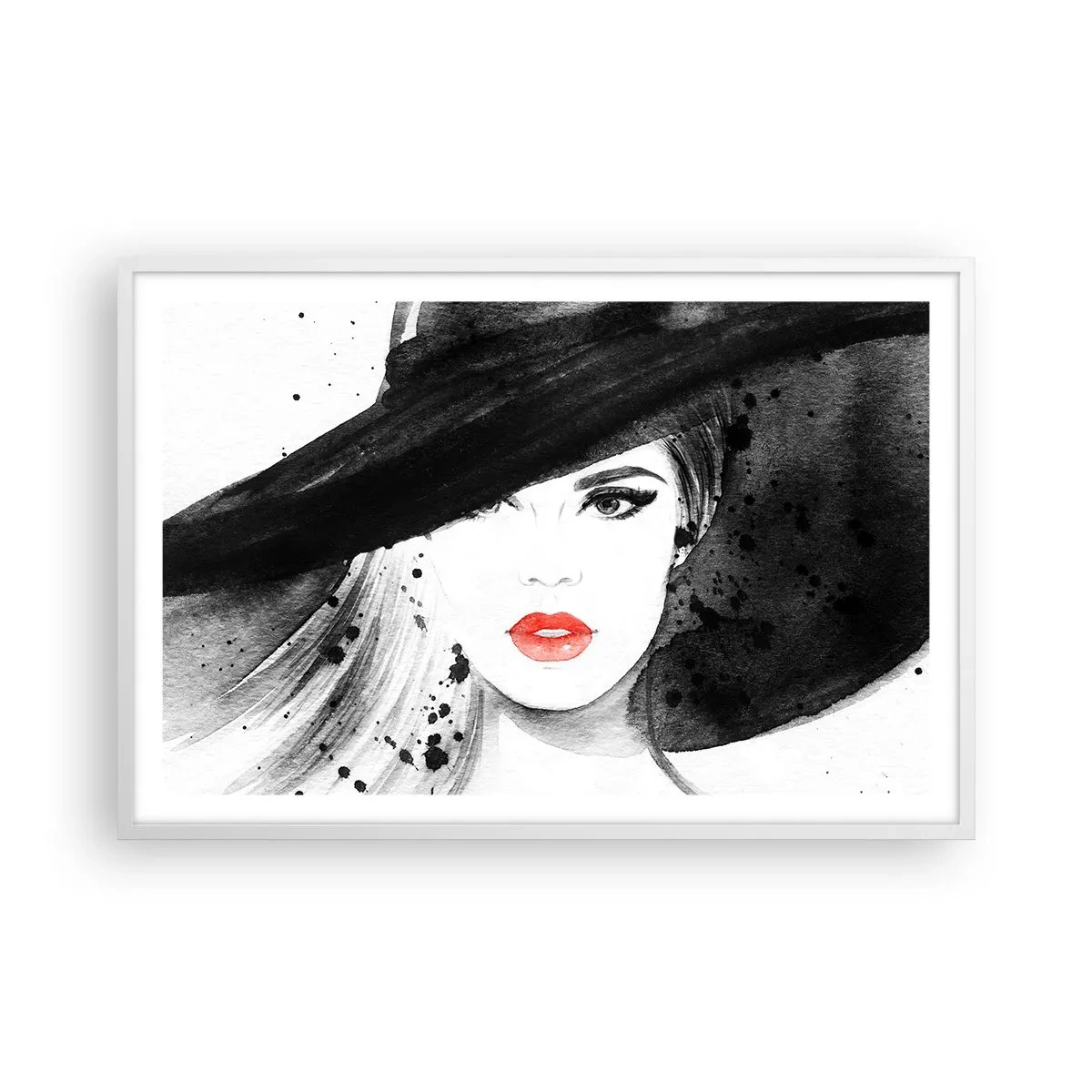 Poster în ramă albă - Doamna în negru - 91x61 cm