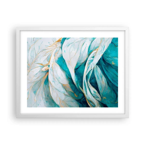 Poster în ramă albă - Abstractul albastru cu motiv auriu - 50x40 cm