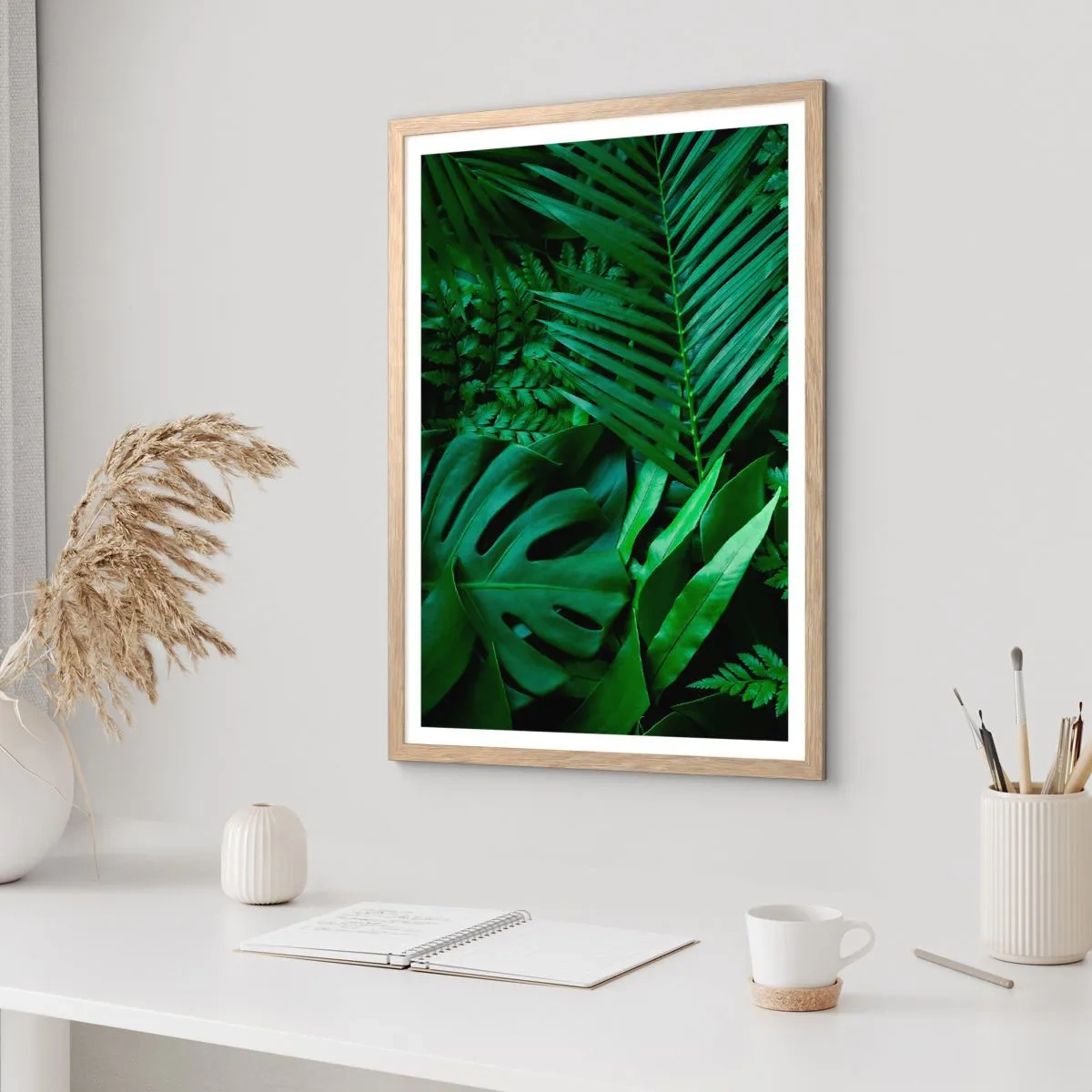 Poster în ramă de stejar deschis - Înfășurate în verde - 70x100 cm