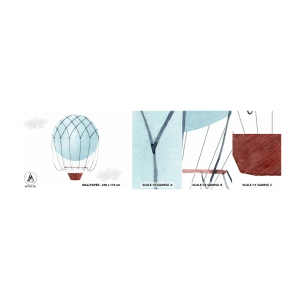 Mostră tapet autocolant Deluxe Sticker - Complet în nori - Pentru copii, Balon, Minimalism - 100x30 cm