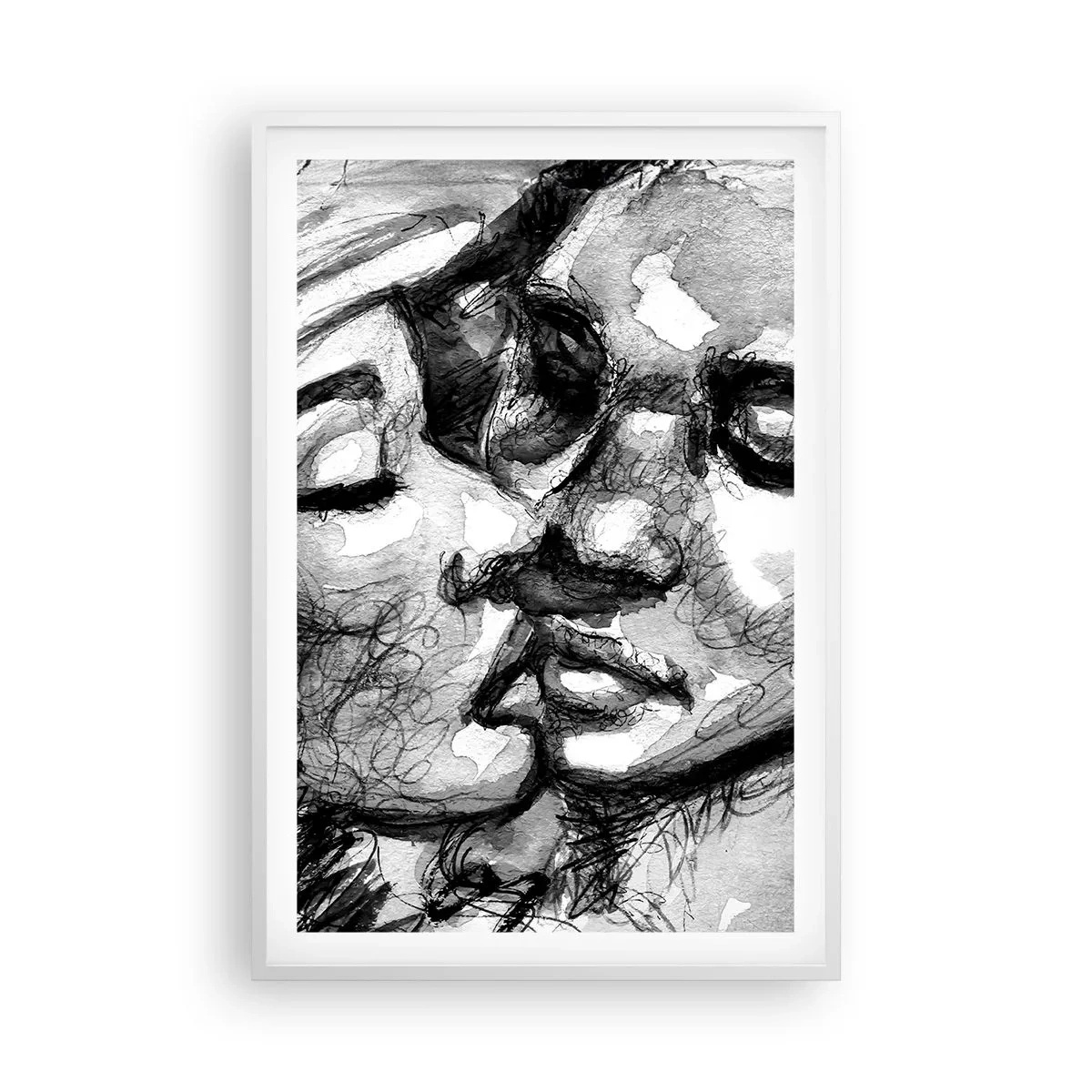 Poster în ramă albă - Un moment de tandrețe - 61x91 cm