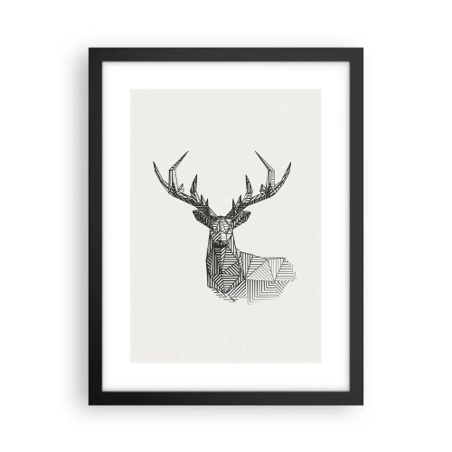 Poster în ramă neagră - Cerb în stil cubist - 30x40 cm