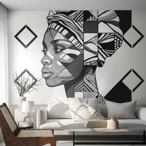 Tapet Premium Sand - Portret etnic - Portret, afro-american, Turban - 500x350 cm