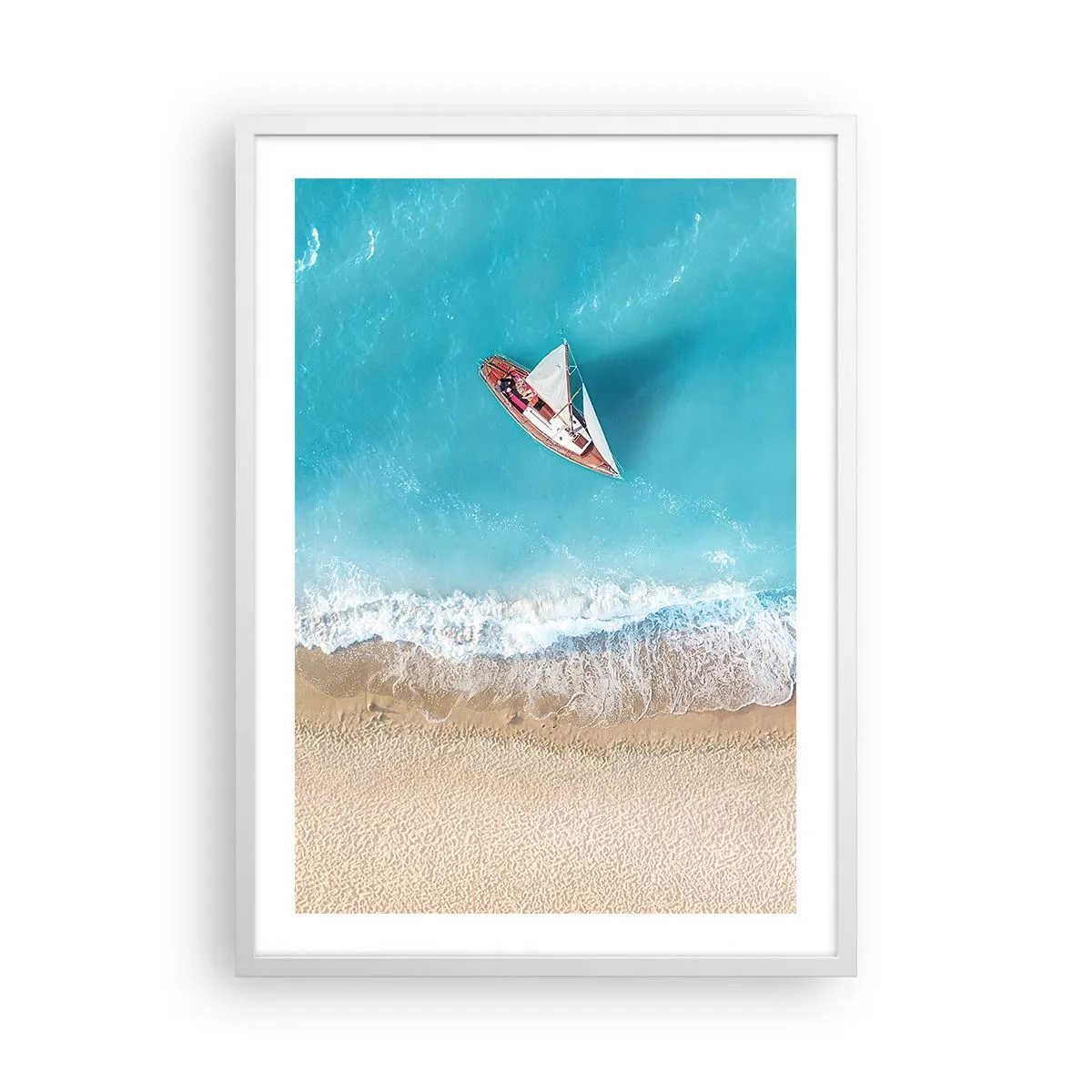 Poster în ramă albă - La frontieră dintre albastru și auriu - 50x70 cm