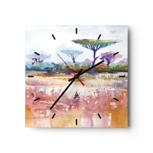 Ceas de perete - Ceas pe sticlă - Culorile savanei - 30x30 cm