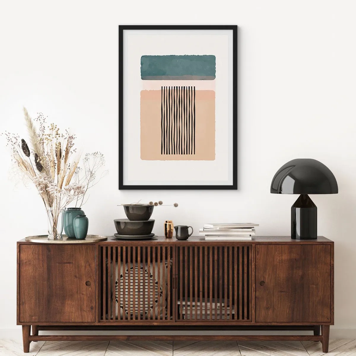 Poster în ramă neagră - Figuri geometrice abstracte în culori subtile - 50x70cm - Totul este în regulă - Decorațiune modernă pentru perete pentru living și dormitor ARTTOR