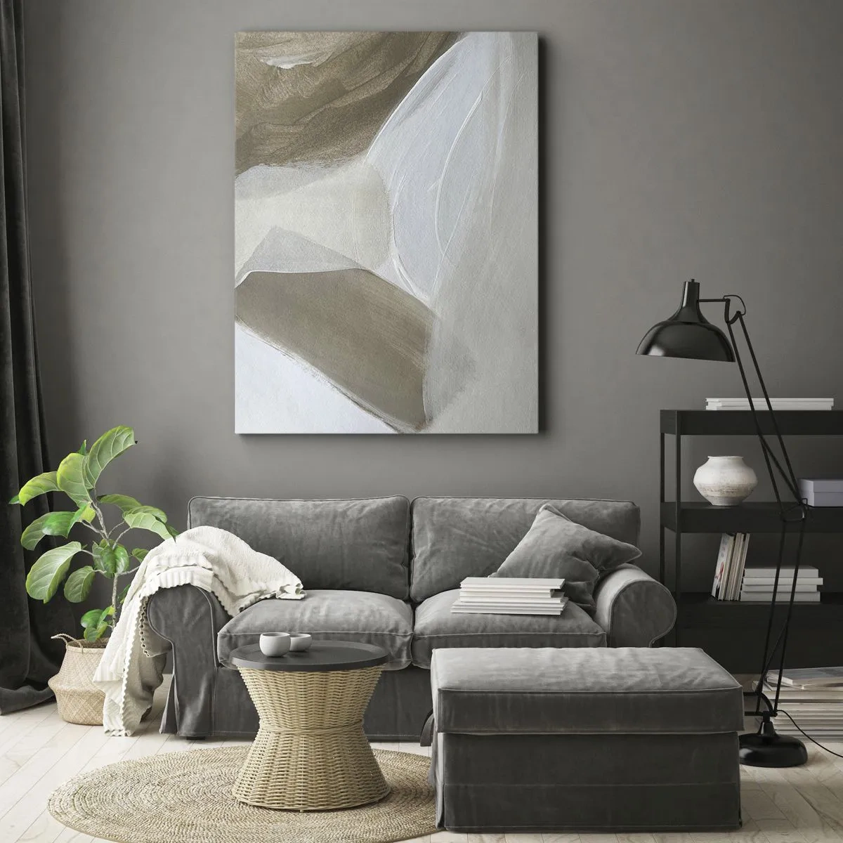 Tablou pe pânză - Val de alb - 70x100 cm
