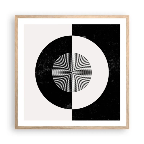 Poster în ramă de stejar deschis - Armonie în alb și negru - 60x60 cm