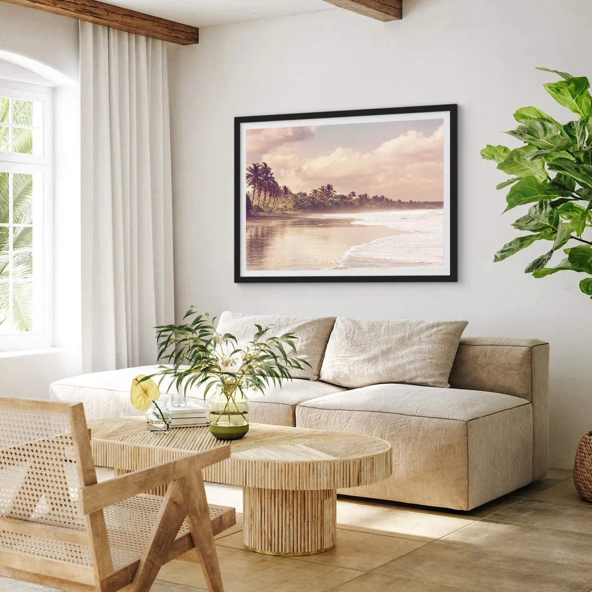 Poster în ramă neagră - Mângâind valurile - 50x40 cm