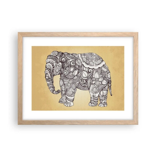 Poster în ramă de stejar deschis - Elefantul oriental - 40x30 cm