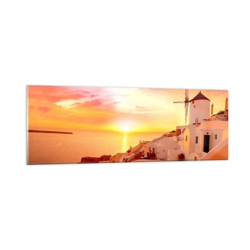 Tablou pe sticlă - Dizolvându-se în alb și auriu - 90x30 cm