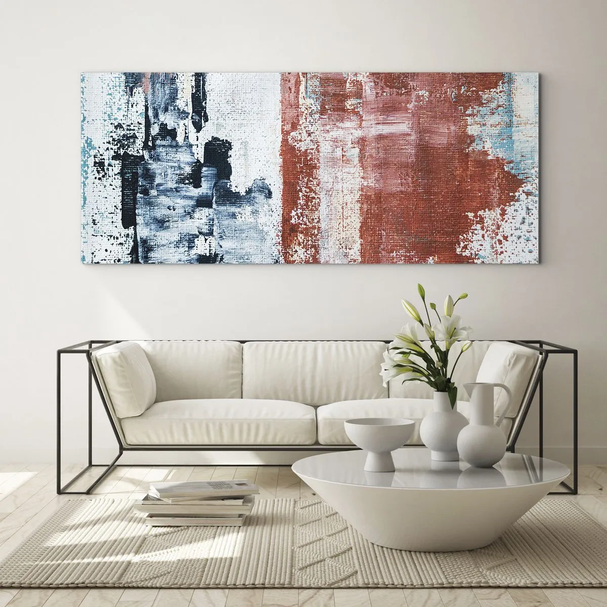 Tablou pe sticlă - Jumi-juma abstract - 100x40 cm