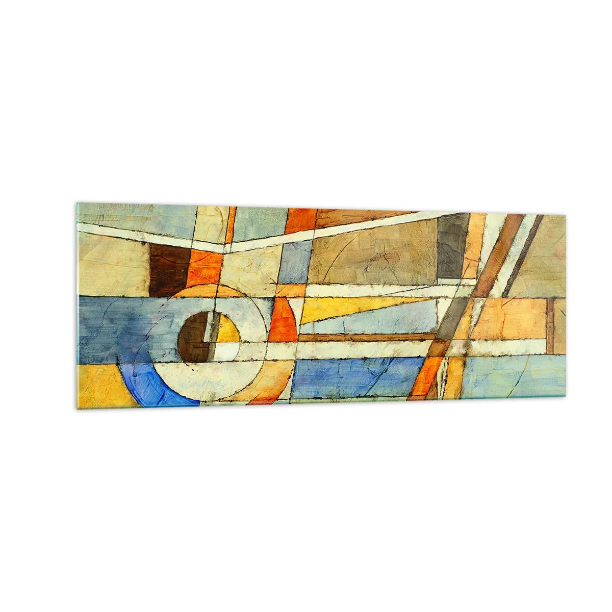 Tablou pe sticlă - Cubismul în construcție - 140x50 cm