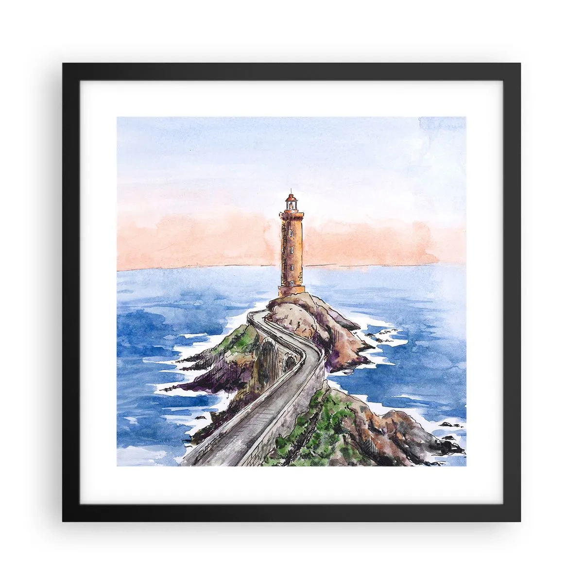 Poster în ramă neagră - Cu fața la mare - 40x40 cm