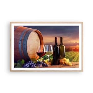 Poster în ramă de stejar deschis - Aici viața are un gust - 91x61 cm