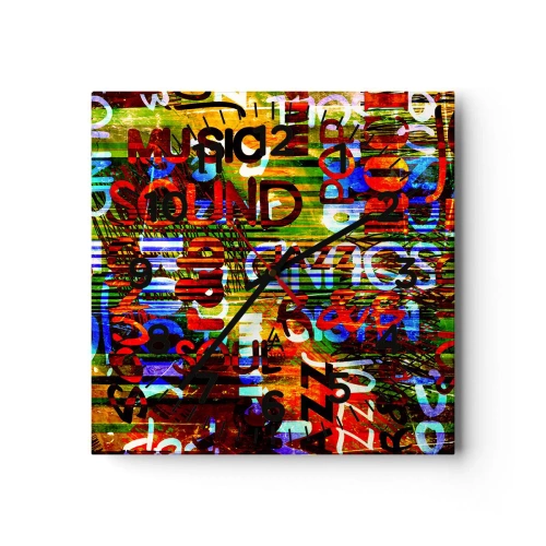 Ceas de perete - Ceas pe sticlă - Toate culorile sunetului - 40x40 cm