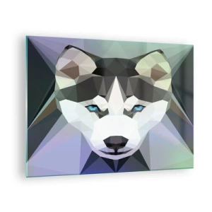 Tablou pe sticlă - Geometria lupului într-un stil modern - 70x50cm - O amintire a zăpezilor din nord - Decorațiune modernă pentru perete pentru living și dormitor ARTTOR