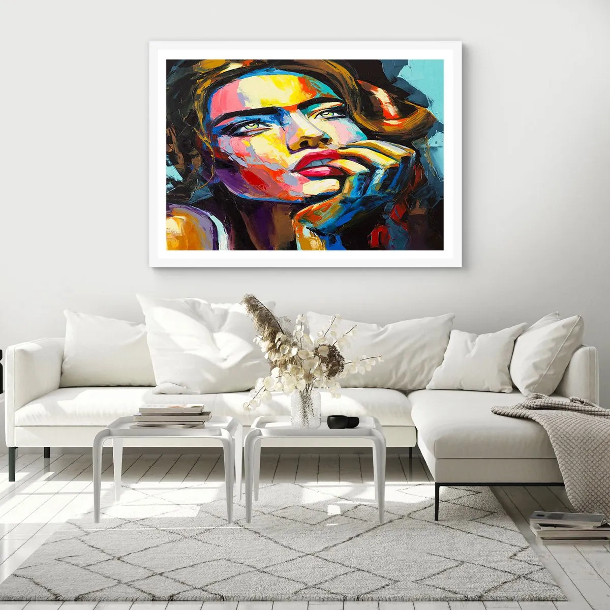 Poster în ramă albă - Visele ca niște păsări se înalță pe cer - 100x70 cm