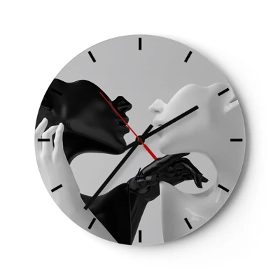 Ceas de perete - Ceas pe sticlă - Atracție - dorință - 30x30 cm