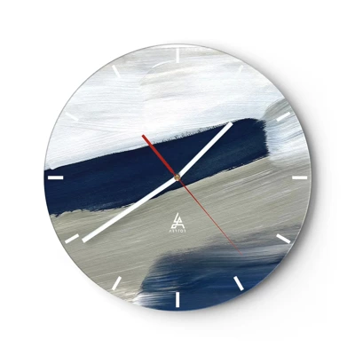 Ceas de perete - Ceas pe sticlă - Întâlnire cu albul - 30x30 cm