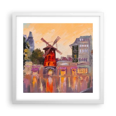 Poster în ramă albă - Icoane pariziene - Moulin Rouge - 40x40 cm