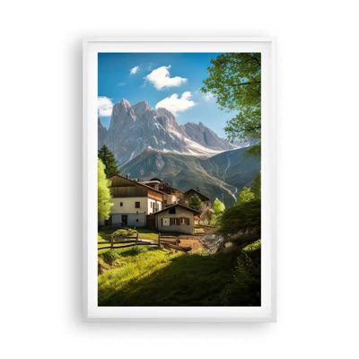 Poster în ramă albă - Idilă alpină - 61x91 cm