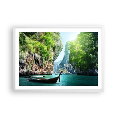 Poster în ramă albă - Invitație la o călătorie exotică - 70x50 cm