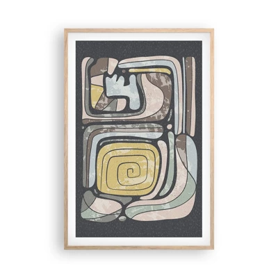 Poster în ramă de stejar deschis - Abstracție în spirit precolumbian - 61x91 cm