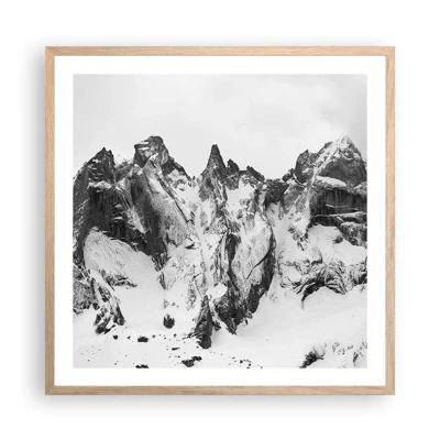 Poster în ramă de stejar deschis - Amenințarea crestei de granit - 60x60 cm