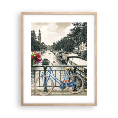 Poster în ramă de stejar deschis - Culorile unui canal din Amsterdam - 40x50 cm