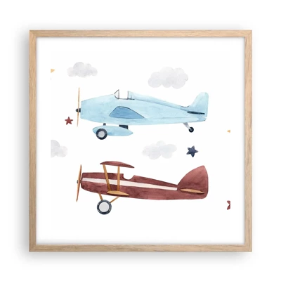 Poster în ramă de stejar deschis - Domnule Pilot, vă așteptăm! - 50x50 cm