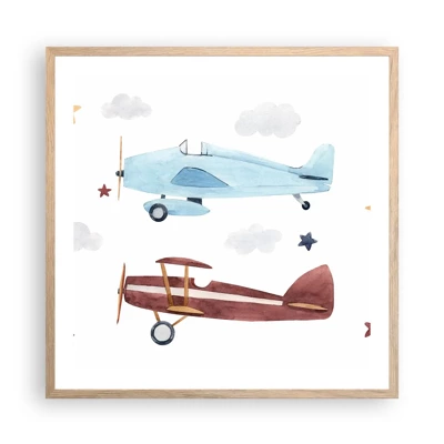 Poster în ramă de stejar deschis - Domnule Pilot, vă așteptăm! - 60x60 cm