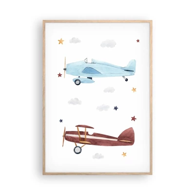 Poster în ramă de stejar deschis - Domnule Pilot, vă așteptăm! - 70x100 cm