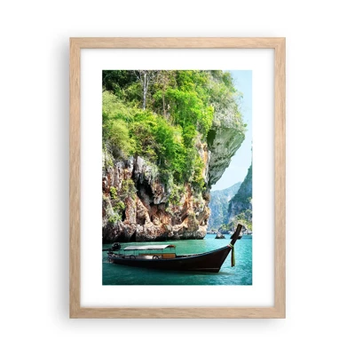 Poster în ramă de stejar deschis - Invitație la o călătorie exotică - 30x40 cm