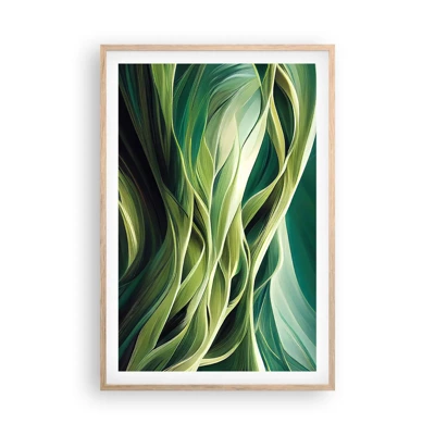 Poster în ramă de stejar deschis - Un joc abstract de verde - 61x91 cm