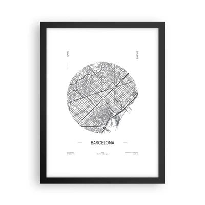 Poster în ramă neagră - Anatomia Barcelonei - 30x40 cm