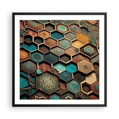 Poster în ramă neagră - Ornamente arabe - o variație - 60x60 cm