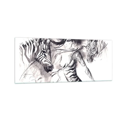 Tablou pe sticlă - Dansând cu zebrele - 100x40 cm