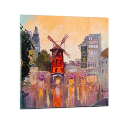 Tablou pe sticlă - Icoane pariziene - Moulin Rouge - 40x40 cm