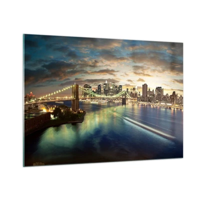 Tablou pe sticlă - O seară luminată deasupra Manhattan-ului - 100x70 cm