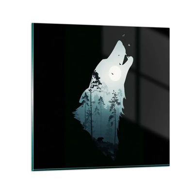 Tablou pe sticlă - O voce în pădure de noapte - 40x40 cm