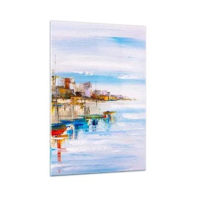 Tablou pe sticlă - Port urban multicolor - 70x100 cm