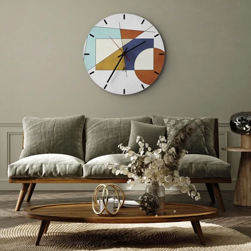Ceas de perete - Ceas pe sticlă - Abstracție: distracție modernistă - 30x30 cm