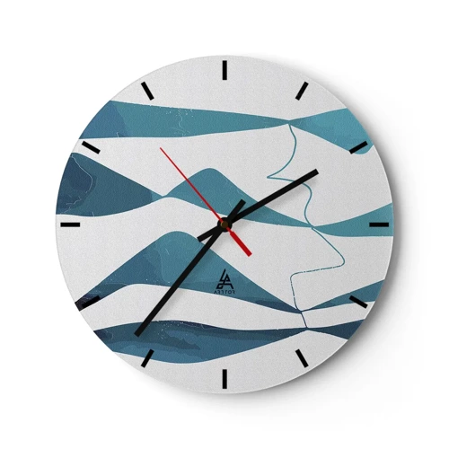 Ceas de perete - Ceas pe sticlă - Abstracție: relație turcoaz - 30x30 cm