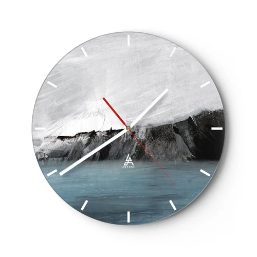 Ceas de perete - Ceas pe sticlă - Apă - pământ: lupta elementelor - 30x30 cm