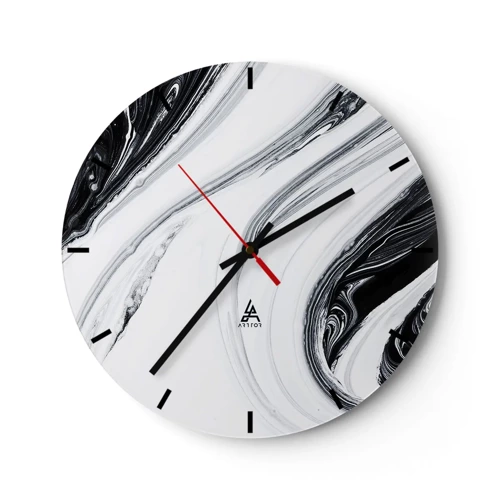 Ceas de perete - Ceas pe sticlă - Combinație de contrarii - 30x30 cm