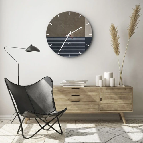 Ceas de perete - Ceas pe sticlă - Compoziție de simplitate și rotunjime - 30x30 cm